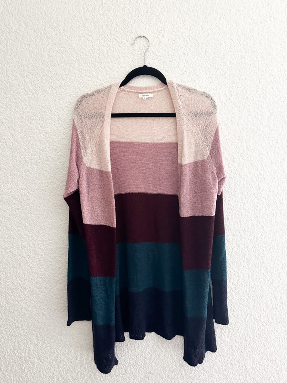 Maurices Striped Open-Front Cardigan - Pink, Burgundy, Teal, Black